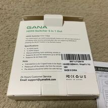 603t0326☆ HDMI切替器 GANA 分配器 セレクター 5入力1出力 4Kx2K 1080p 3D映像 音声出力対応 USB給電ケーブル リモコン付き _画像4