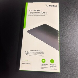 Belkin iPhone 12 Pro Max 用 保護ガラスフィルム 強化ガラス 抗菌 プライバシー保護 OVA031zz-A