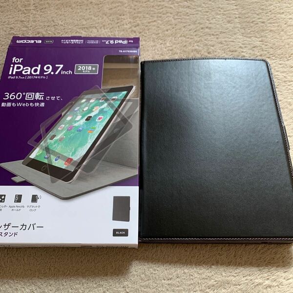 603t2941☆ エレコム iPad 9.7 第6/5世代 (2018/2017年) ケース フラップカバー ソフトレザー 360度回転 ブラック TB-A179360BK