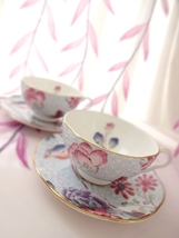 英国◆廃版 WEDGWOOD カップ＆ソーサー ハーレクイン カッコー ブルー ウェッジウッド 花 陶器 コーヒー ティーカップ 兼用 新品_画像6