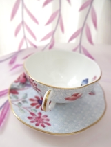 英国◆廃版 WEDGWOOD カップ＆ソーサー ハーレクイン カッコー ブルー ウェッジウッド 花 陶器 コーヒー ティーカップ 兼用 新品_画像4