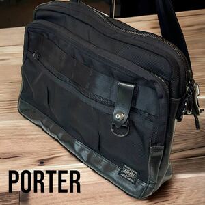  beautiful goods Porter heat shoulder bag black Yoshida bag varistor nylon 