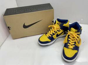 送料無料h35721 NIKE DUNK HIGH LE MICHIGAN NAVY VARSITY MAZE OG 630335-471 24.5cm ナイキ ダンク 紺黄 復刻版 98年製 1998 未使用品