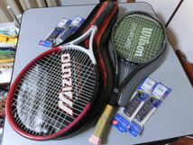 テニスラケットミズノMIZUNO PRO8.9 Wilson PWS DYNAPOWEER の2本セット バック・ケース付き 実働使用品_画像1