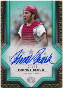 Johnny Bench MLB 2023 Topps Five Star Aqua Signature Auto 75枚限定 直筆サイン オート ジョニー・ベンチ