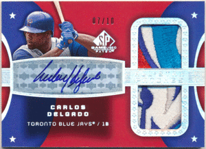 2004 SP Game Used Patch【Carlos Delgado All Star Patch Auto】Dual Autograph /10枚限定オールスター戦5色パッチ直筆サイン Blue Jays