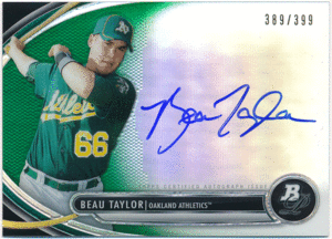 ☆ Beau Taylor MLB 2013 Bowman Platinum Green Refractor Auto 399枚限定 直筆サイン グリーンリフラクターオート ボー・テイラー