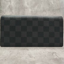 極美品●LOUIS VUITTON ルイヴィトン メンズ ダミエ グラフィット ブラザ 二つ折り 長財布 小銭入れ有り PVC 黒 ブラック ノワール N62665_画像3