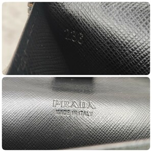 極美品●PRADA プラダ メンズ オーガナイザー 長財布 ラウンドファスナー ロゴ シルバー金具 サフィアーノ レザー 黒 ブラック ネロ 大容量の画像10