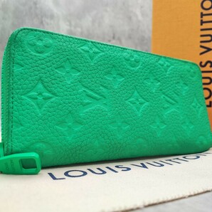 極美品/RFID搭載●LOUIS VUITTON ルイヴィトン メンズ トリヨン モノグラム ジッピーウォレット ヴェルティカル 長財布 ヴェールマント 緑の画像1