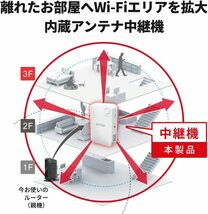 ●送料無料●美品●　バッファロー　Wi-Fi中継器　11ac/n/g/b　866+300Mbps　ハイパワー コンセントモデル　無線LAN中継機 WEX-1166DHPS2_画像4