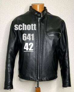 ①schott【42】641 米国製シングルライダース◇牛革ジャン ハーレーgpz