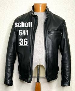 ⑨schott【36】641ライナー付 米国製シングルライダース◇牛革ジャン ハーレーgpz