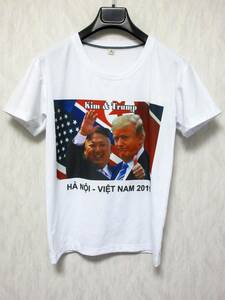 Kim&Trump ベトナム ハノイ 2019 半袖 Tシャツ 白 M キムジョンウン ドナルドトランプ 南1008