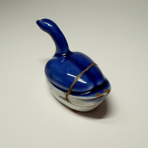 古九谷 瑠璃釉 水鳥香合 江戸前期 茶道具の画像4