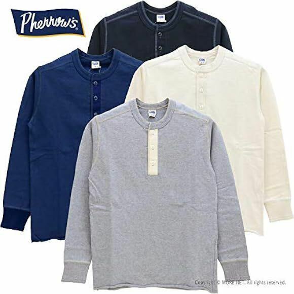 Pherrow's フェローズ　men's メンズ　ヘンリーネック　長袖　tシャツ 薄手　スウェット　トレーナー　トップス size:38（M） グレー