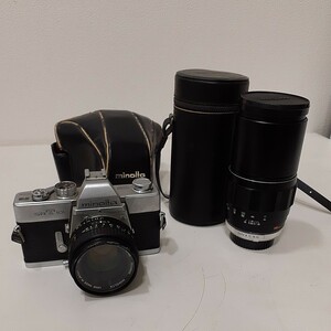MINOLTA ミノルタ SRT 101 フィルムカメラ MC ROKKOR-PF 1:1.7 f=50mm / 他 MC TELE ROKKOR-QF 1:3.5 f=200mm レンズ付き シャッターOK