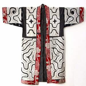 【TAKIYA】7248 『アイヌ民族衣装 カパラミプ』 白布切抜文衣 木綿 刺繍 民藝 antique kimono textile 古美術 時代