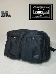 美品　定番　PORTER　ポーター タンカー　黒 ウエストバッグ ショルダーバッグ　ウエストバック　ブラック　TANKER