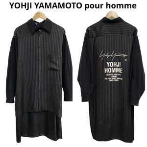  rare L* Yohji Yamamoto Yohji Yamamoto pour homme staff shirt black × dark brown stripe asimeto Lee 