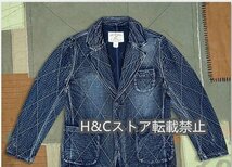 刺し子 ステッチ デニム テーラードジャケット 藍染 ブリーチ カバーオール S～2XL_画像2