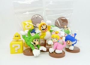 チョコエッグ スーパーマリオ 3D ワールド ネコマリオ ネコルイージ ネコキノピオ ネコピーチ ベル5点セット フィギュア Nintendo 任天堂