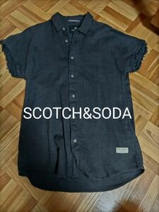 SCOTCH＆SODA 正規品 表記サイズS 落ち着いたカラー ネイビー インド製 メンズ半袖シャツ ビンテージ 良好