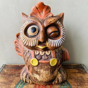 【1960s USA vintage 】owl cookie jar フクロウ クッキージャー