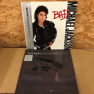 国内盤完品 帯付 LP+稀少12■MICHAEL JACKSON/BAD■CRY■マイケル・ジャクソン■2枚セット■