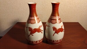 Фигура Kuttani Kutani Ware Horse Idaya Miyamoto Kiln Red Picturan