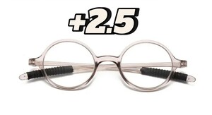  frequency +2.5 61026 clear gray farsighted glasses sini Agras circle glasses Showa Retro 