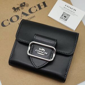 新作　COACH　折り財布　ブラック