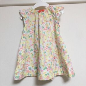 美品 プチバトー 女の子 花柄 フレアワンピース 80