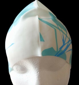 【プールに映える！】スイムキャップ花柄《フラワー柄》swimming cap　柔らかシリコン素材　ホワイト