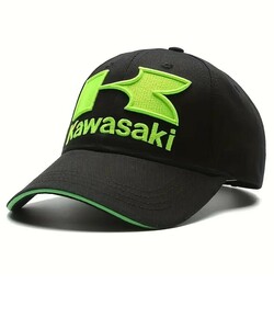 【新品】刺繍キャップ 帽子／kawasaki黒☆新品未使用☆男女兼用　格安出品　オシャレは頭から CAP 帽子 キャップ