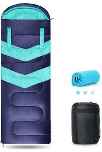 お得■寝袋 シュラフ 封筒型 軽量 保温 防水 コンパクト ブルー
