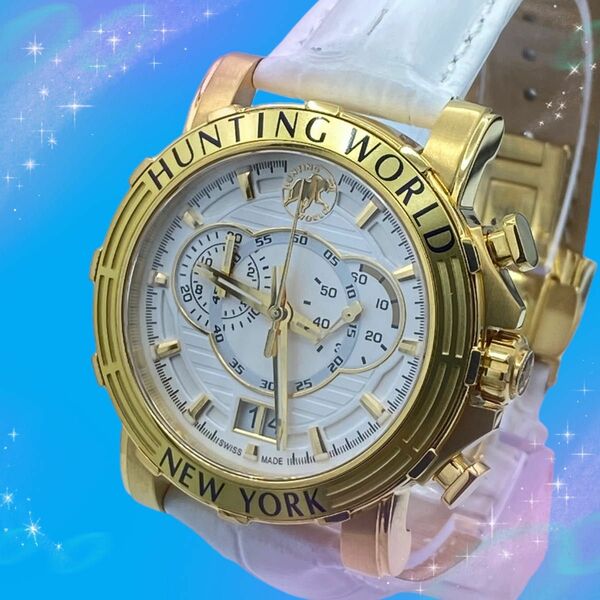 《希少　美品　稼動品》ハンティングワールド　クロノグラフ　スモセコ　メンズ腕時計