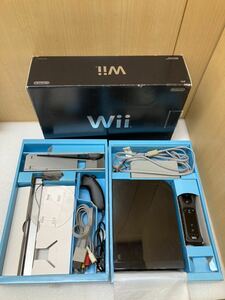 HY0374 任天堂　Nintendo　ニンテンドー　Wii　黒　RVL-001　箱付き　通電確認済　現状品　0318