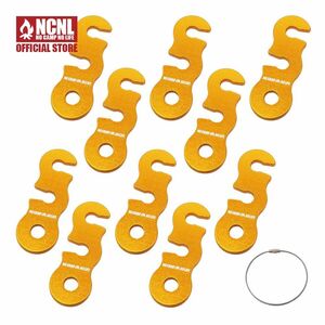 NCNL free metal fittings three hole type Gold 10 piece set aluminium rope length adjustment tent accessory camp supplies storage for wire attaching 