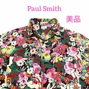 ポールスミス シャツ 半袖 アロハシャツ 総柄シャツ ボタニカル柄 花柄 M アロハ シャツ 総柄 オープンカラー