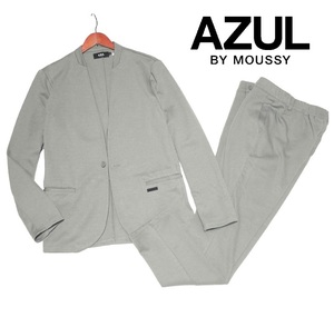 新品! アズールバイマウジー 1B カノコ ノーカラー セットアップ グレー (L) ☆ AZUL BY MOUSSY メンズ 裏地無 ストレッチ 接触冷感 灰 ★