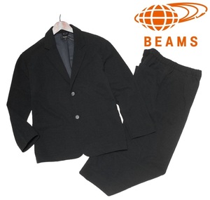 新品! BEAMS HEART 2B カジュアル セットアップ リラックス スーツ ブラック (XL) ☆ ビームスハート メンズ ジャージ素材 LL ストレッチ