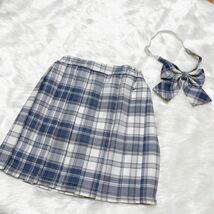 制服 スカート リボン JK チェック柄 2点セット 水色　140 セーラー_画像6