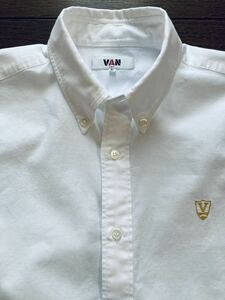 美品◆VAN JAC ヴァンヂャケット　オックスフォード　ボタンダウンシャツ　長袖シャツ　Lサイズ　BDシャツ　ゴールドワンポイント刺繍