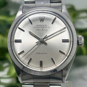 ROLEX ロレックス PRECISION プレシジョン AirKing エアキング 風防綺麗 78350 ハード純正ブレス ねじ込み正常 シルバー文字盤