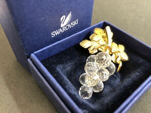 ■美品　SWAROVSKI スワロフスキー ぶどう ブローチ 外箱付き　