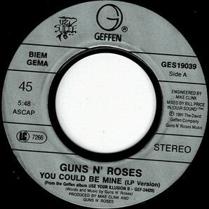 ★人気★希少7インチ★ターミネーター2★ GUNS N' ROSES／YOU COULD BE MINE／CIVIL WAR／TERMINATOR 2 45 7inch ガンズ・アンド・ローゼズの画像3