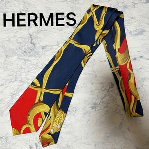 エルメス　HERMES ネクタイ　絹　シルク　 柄　フランス　