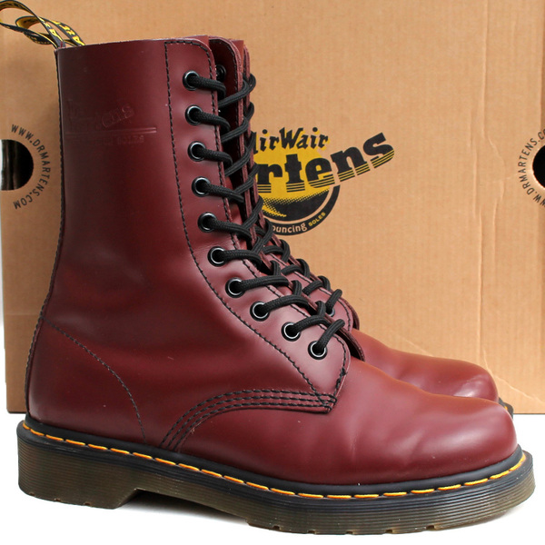 Dr.MARTENS ドクターマーチン★10ホールブーツ UK5=24 1490 チェリーレッド 10EYE BOOT スムースレザー レースアップ i-673