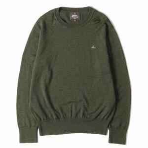 vivienne westwood Vivienne Westwood knitted size :48 one Point o-b embroidery high gauge wool knitted sweater khaki 